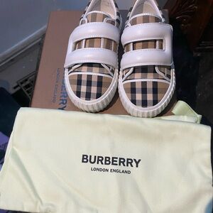 Burberry Kids Checkered Sneakers - White and Brown